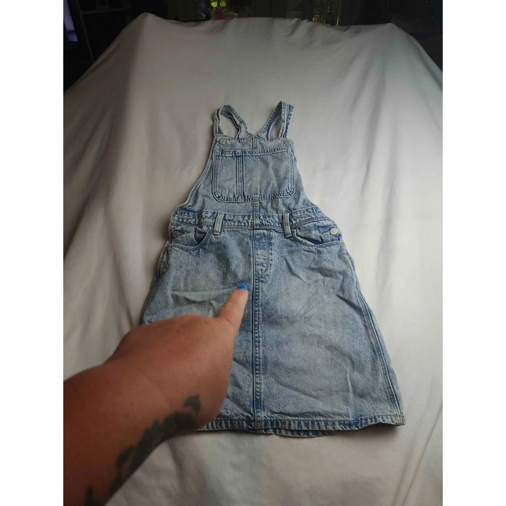 Old Navy Denim Overall Dress Girls Size XL Blue Acid Wash Casual Sleeveless